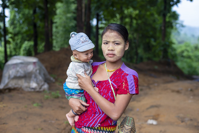 Ms. Khin Thet Win, 18, with her son Ban Thet Oo