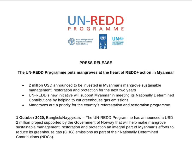 PRESS RELEASE: Myanmar Mangrove Initiative