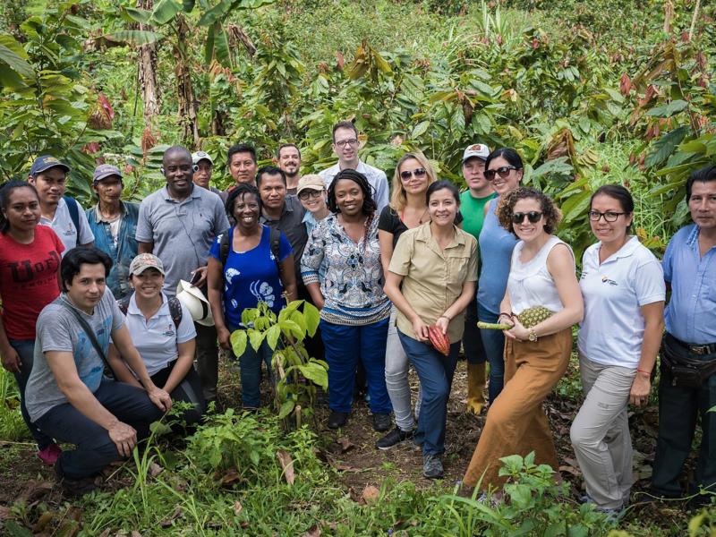 Ghana-Ecuador exchange participants on a field visit near Quito