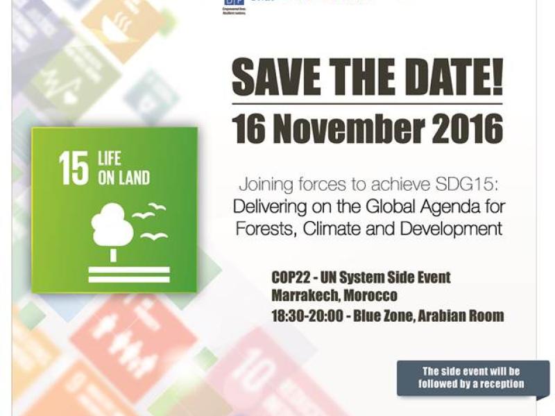 Save the Date: COP22 Side Event 'Joining forces to achieve SDG15: Delivering on the Global Agend