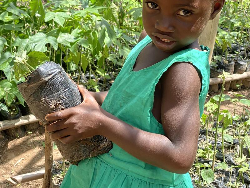 girl sapling green dress