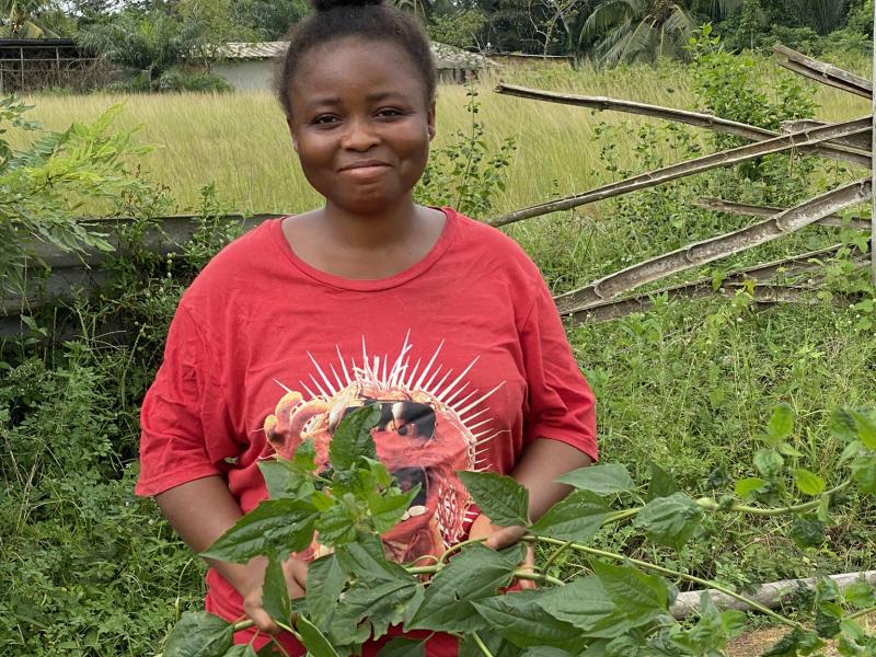 Woman planting seedlings