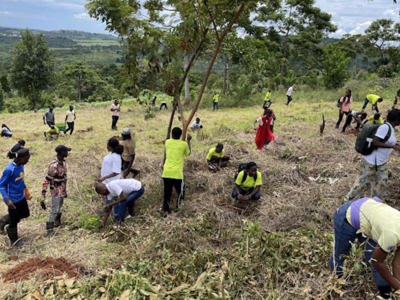 planting trees with Morris in Uganda